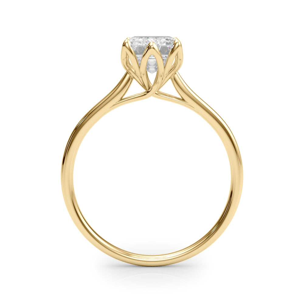 6-Prong Emerald Cut Floral Engagement Ring
