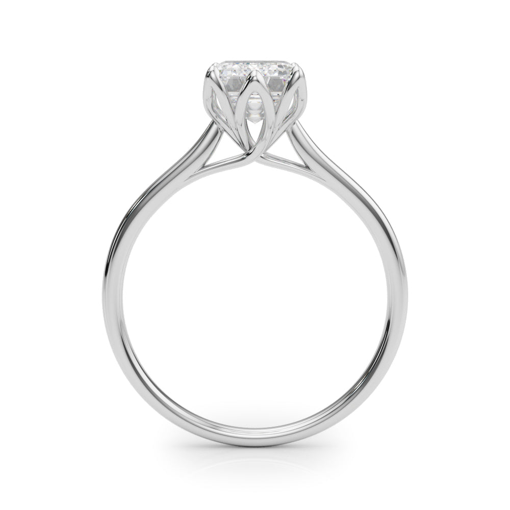 6-Prong Emerald Cut Floral Engagement Ring