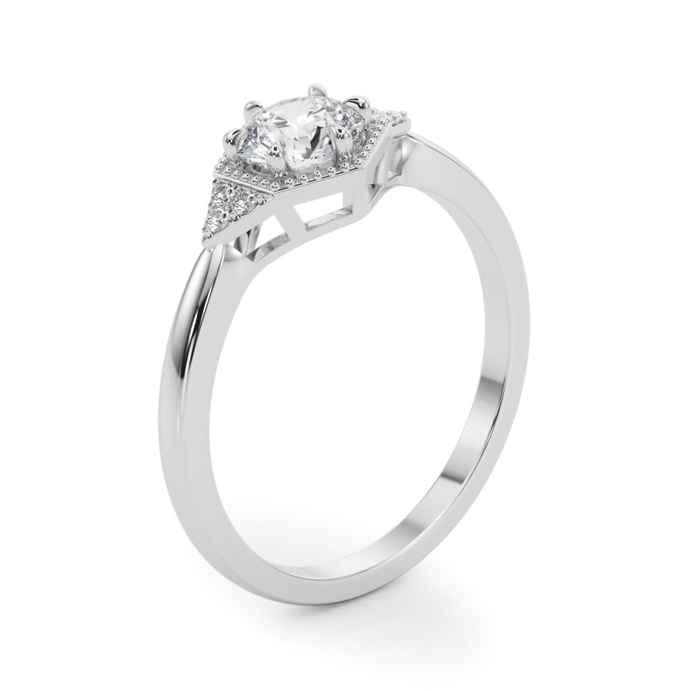 Round Hexagonal Shaped Engagement Ring