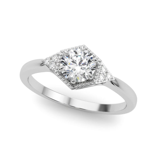 Round Hexagonal Shaped Engagement Ring