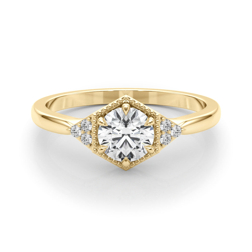 Round Hexagonal Shaped Engagement Ring