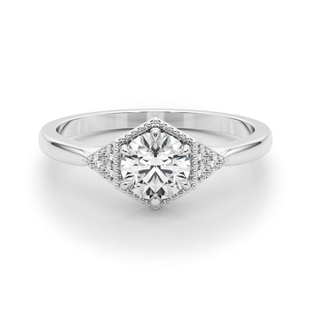 Round Hexagonal Shaped Engagement Ring