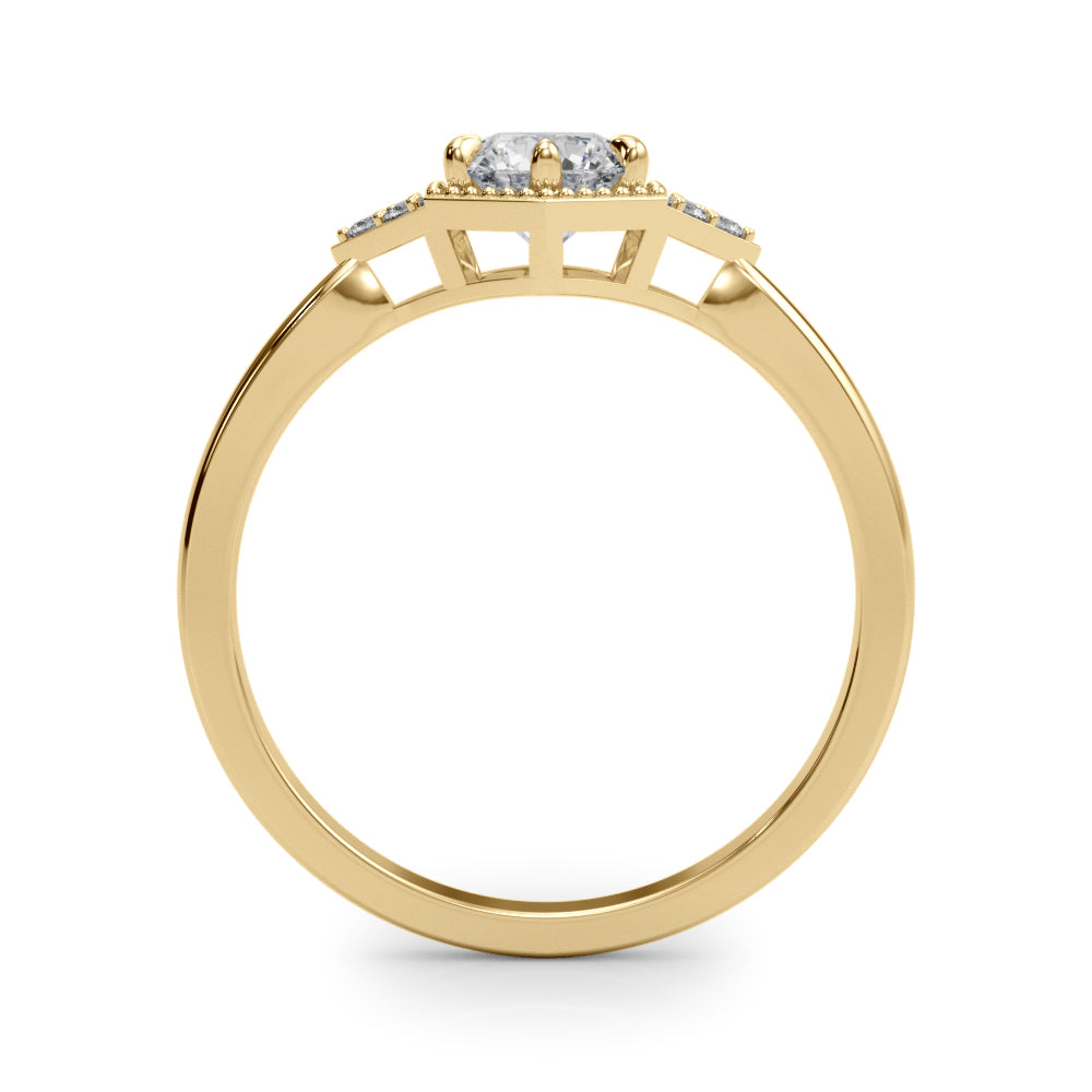 Round Hexagonal Shaped Engagement Ring