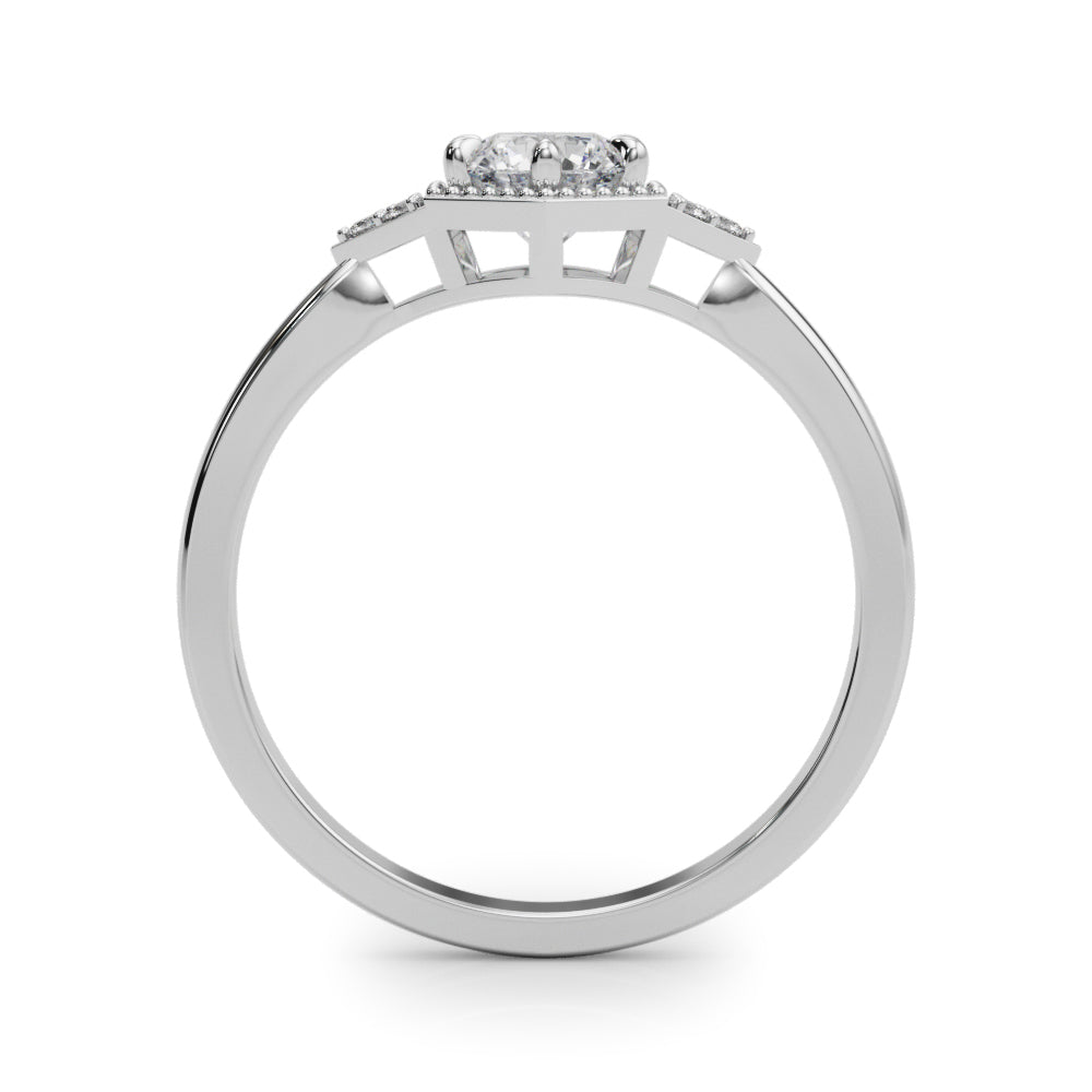 Round Hexagonal Shaped Engagement Ring