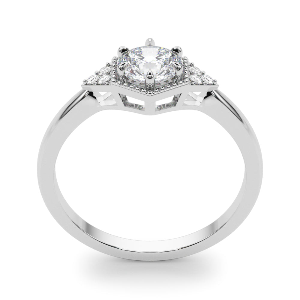 Round Hexagonal Shaped Engagement Ring