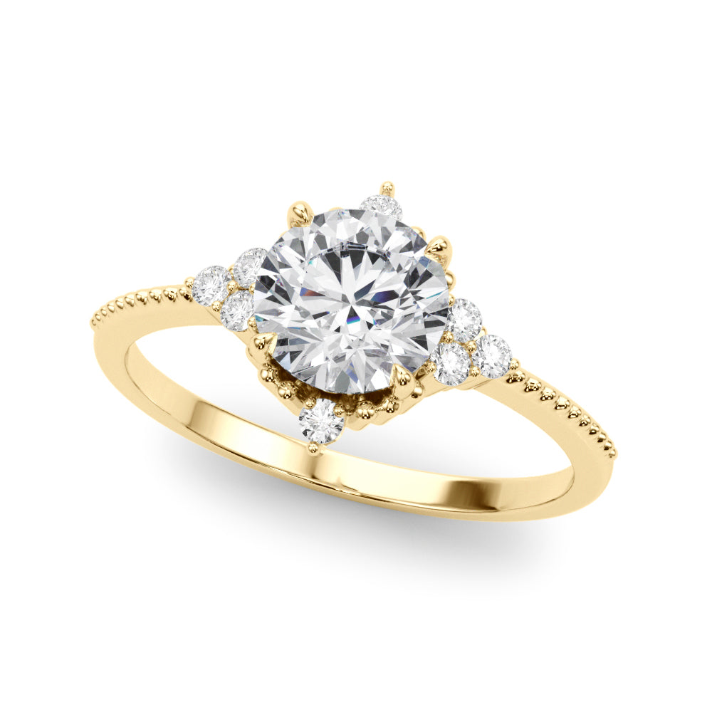 Cluster Side Round Engagement Ring