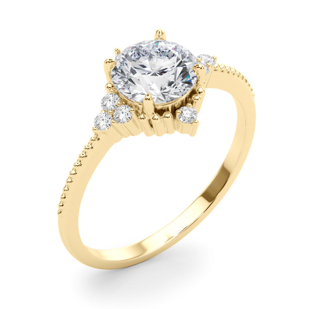Cluster Side Round Engagement Ring