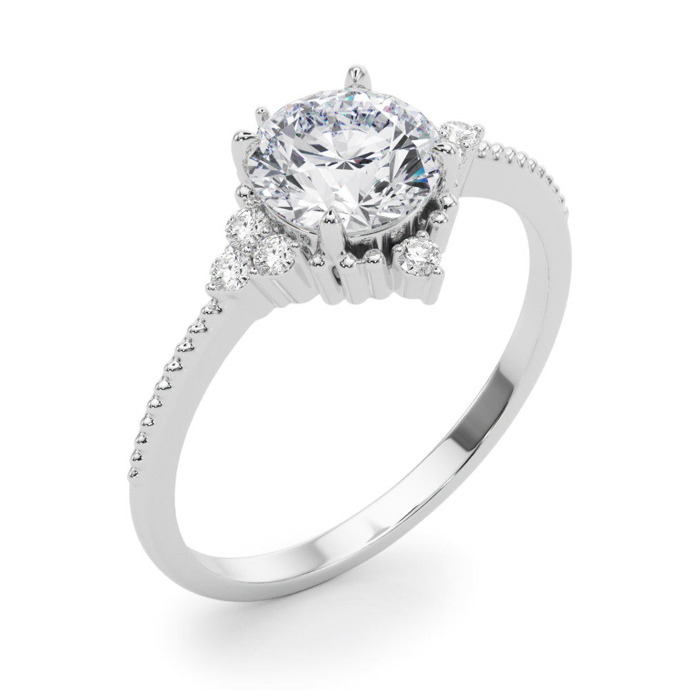 Cluster Side Round Engagement Ring