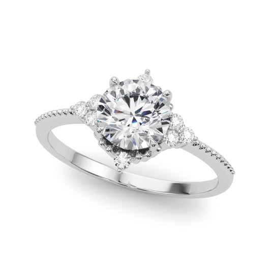 Cluster Side Round Engagement Ring