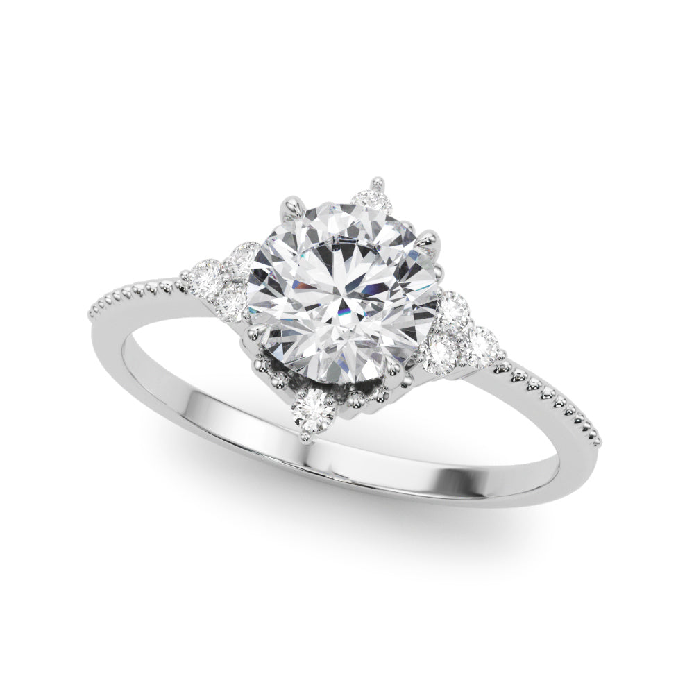 Cluster Side Round Engagement Ring