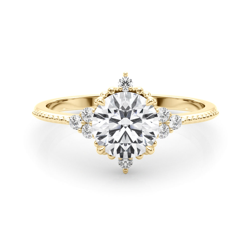 Cluster Side Round Engagement Ring