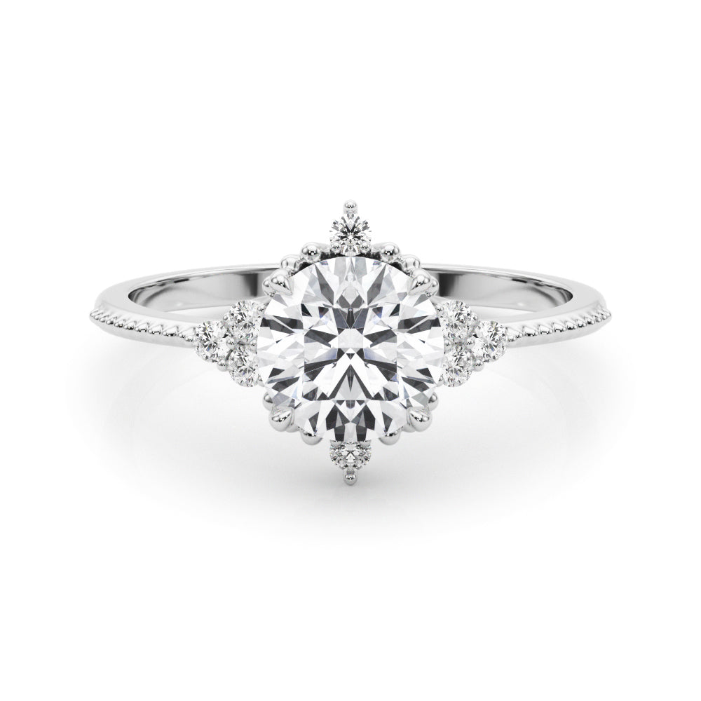Cluster Side Round Engagement Ring