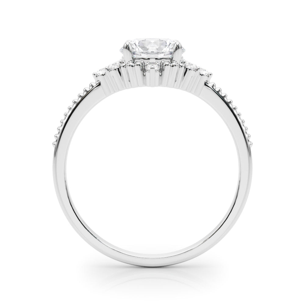 Cluster Side Round Engagement Ring