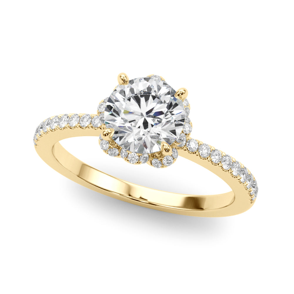 Prong Set Halo Engagement Ring