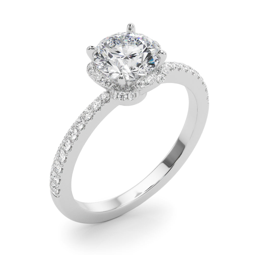 Prong Set Halo Engagement Ring
