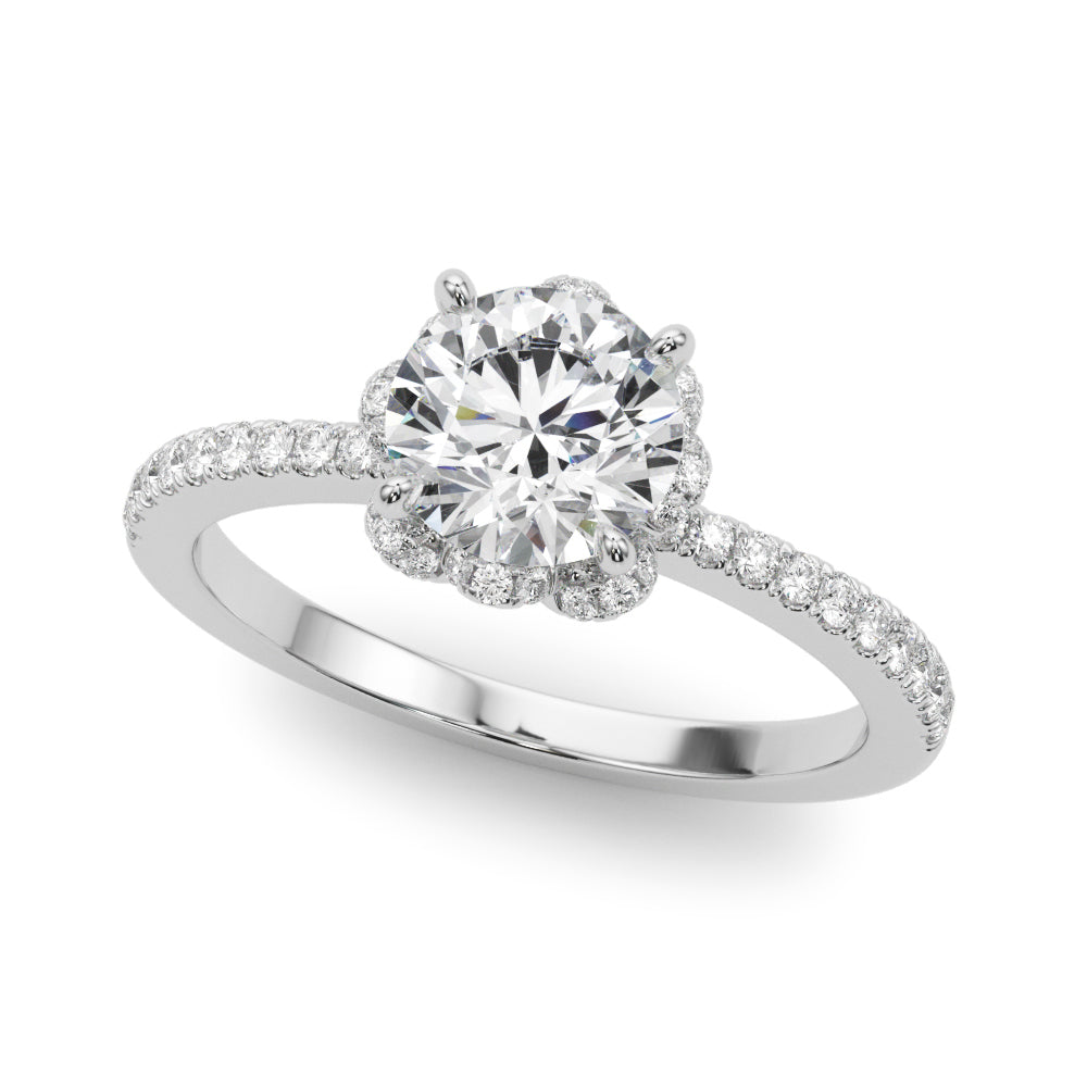 Prong Set Halo Engagement Ring