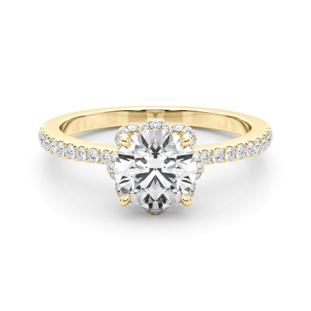 Prong Set Halo Engagement Ring