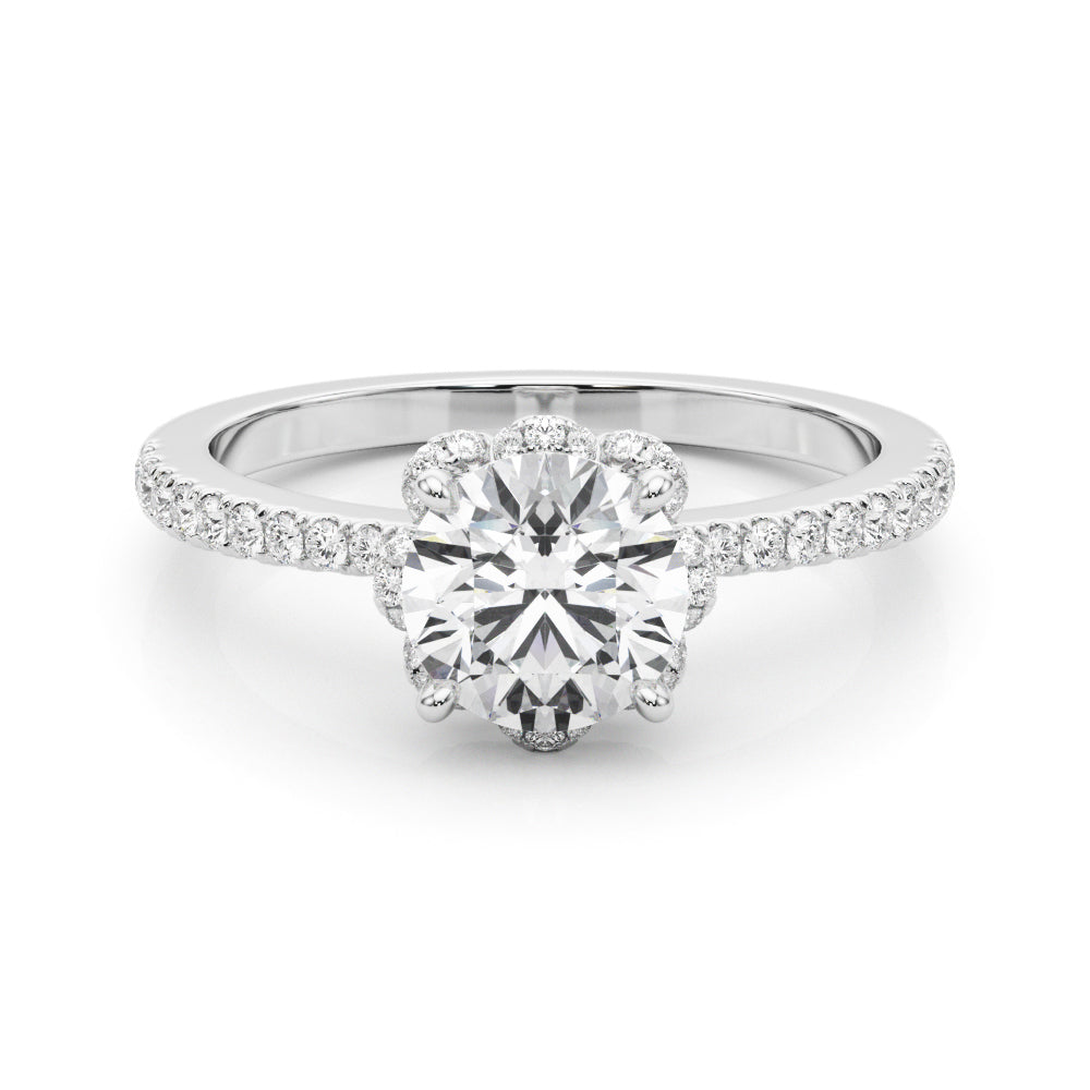 Prong Set Halo Engagement Ring