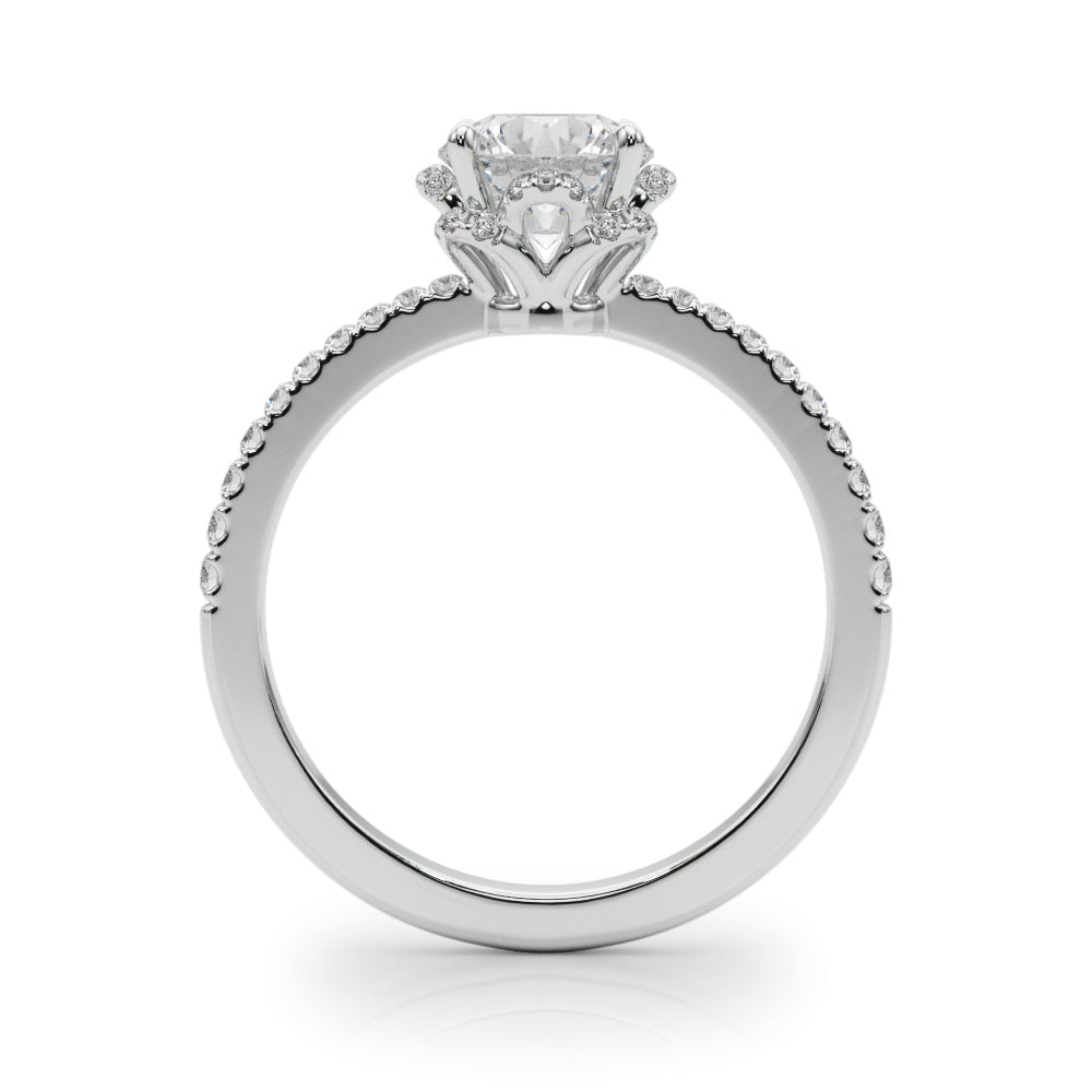 Prong Set Halo Engagement Ring