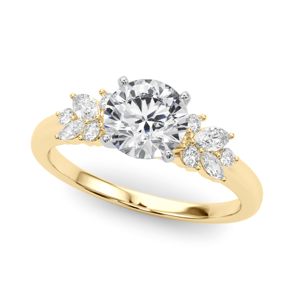 Scattered Diamond Cathedral Engagement Ring