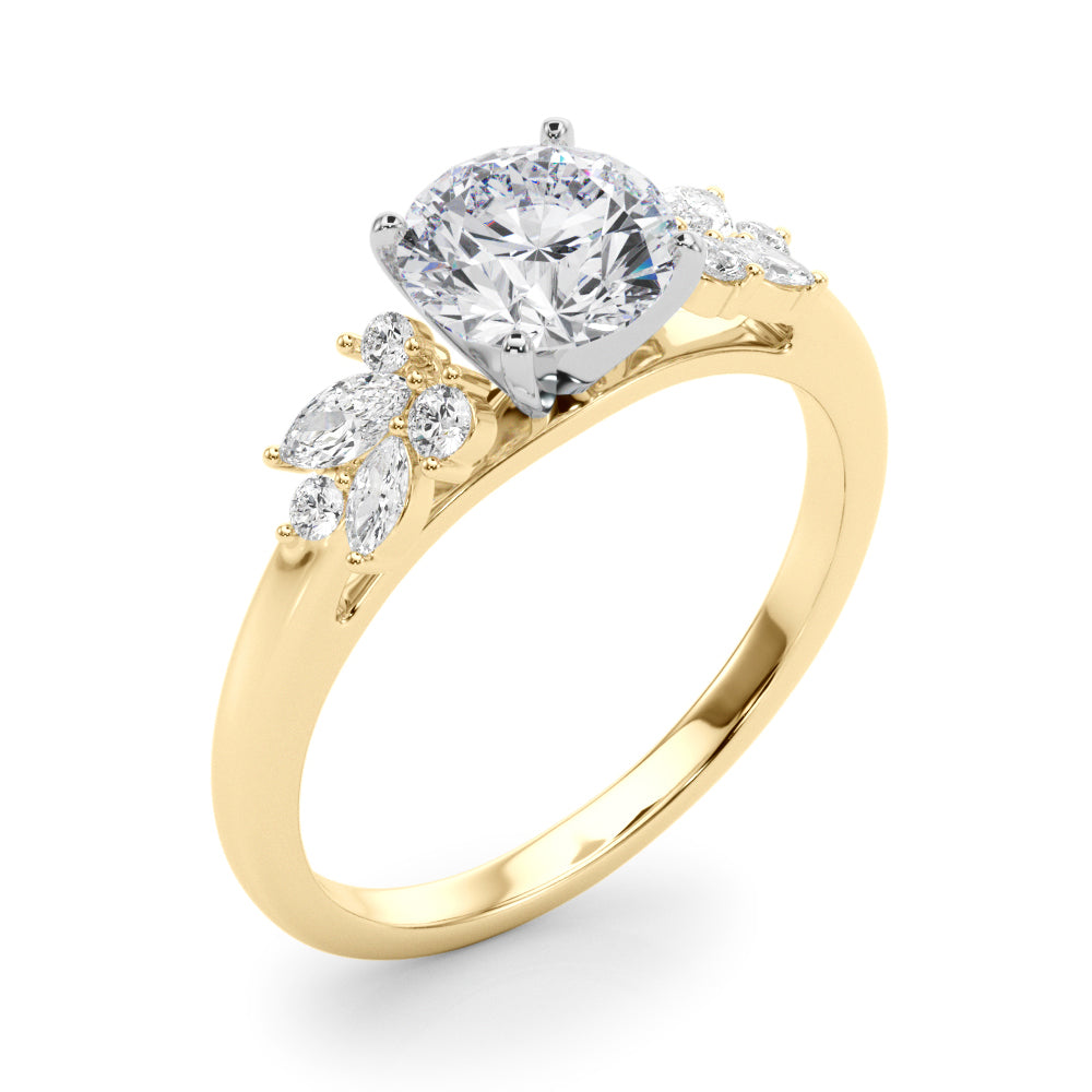 Scattered Diamond Cathedral Engagement Ring