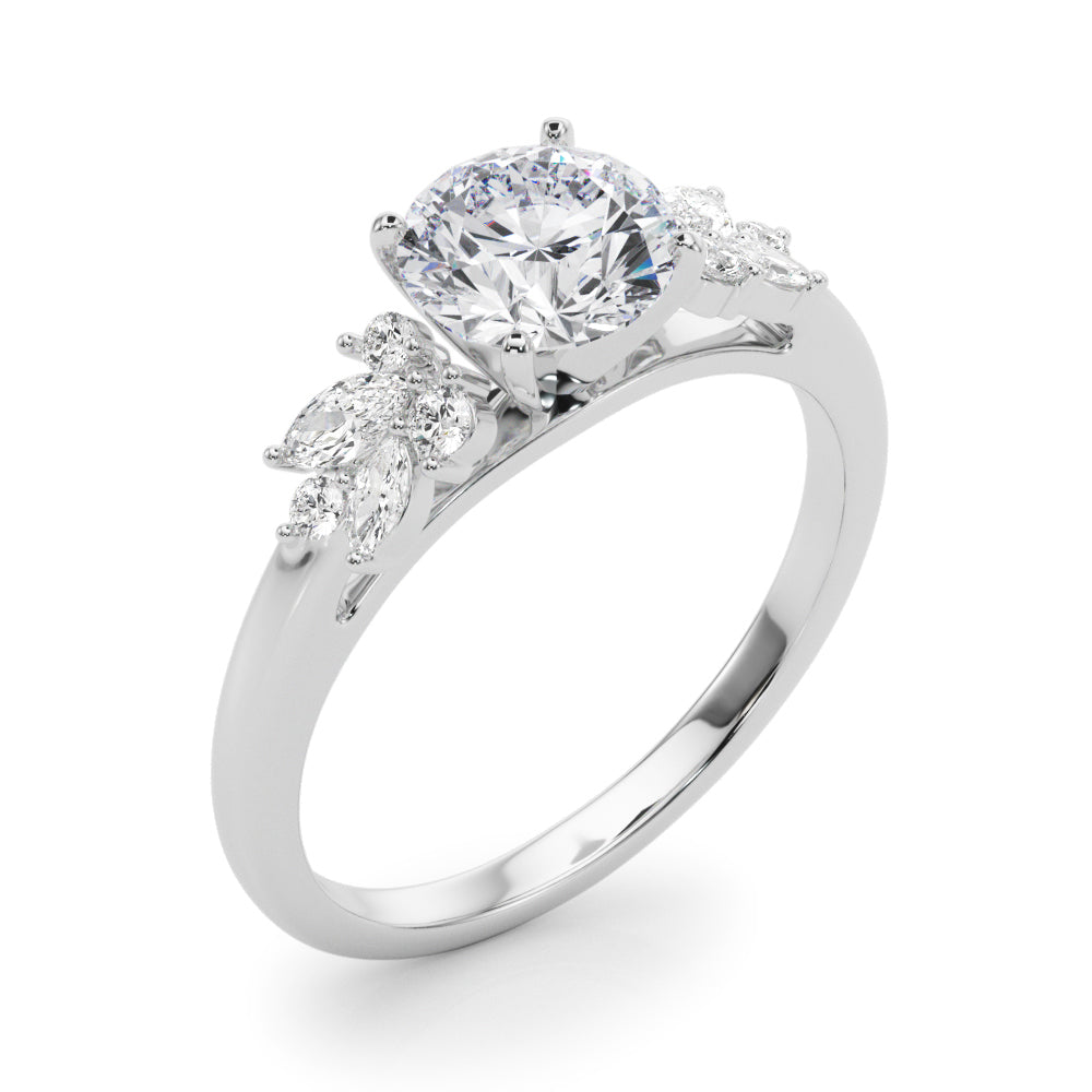 Scattered Diamond Cathedral Engagement Ring