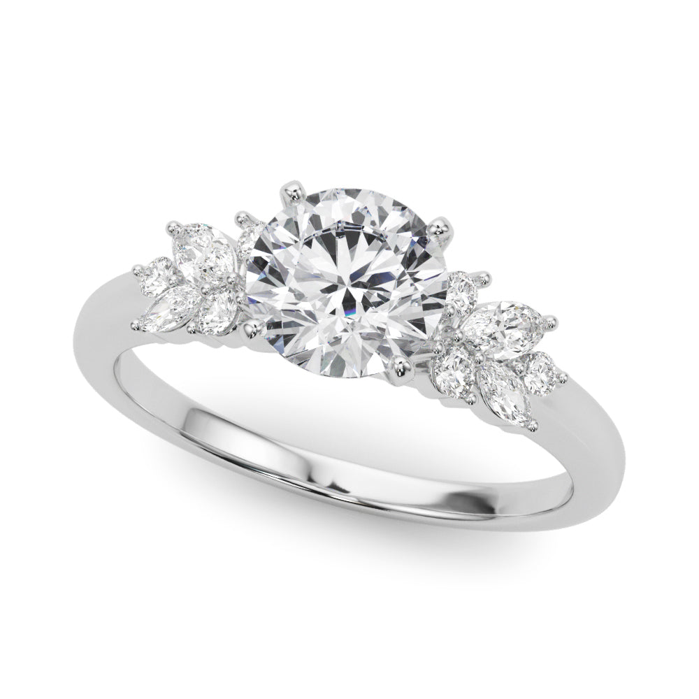 Scattered Diamond Cathedral Engagement Ring
