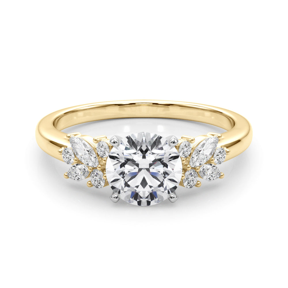 Scattered Diamond Cathedral Engagement Ring