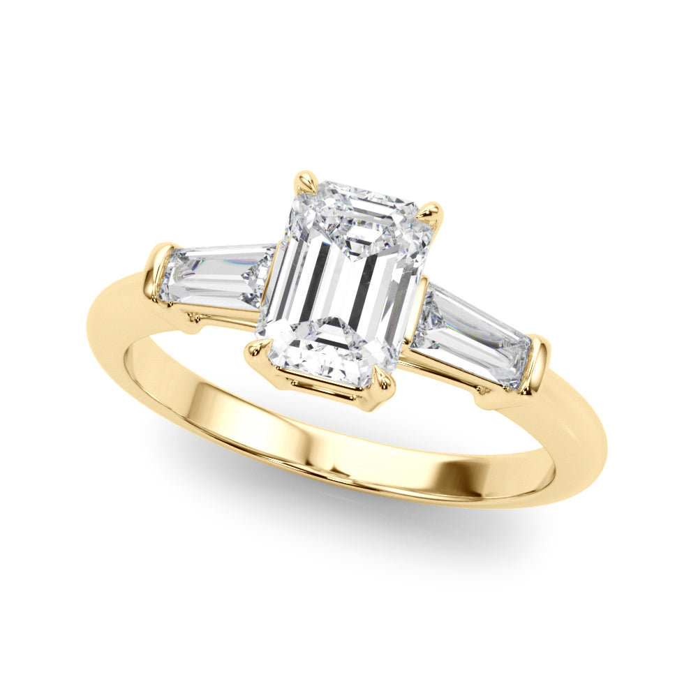 Tapered Baguette 3-Stone Emerald Cut Engagement Ring