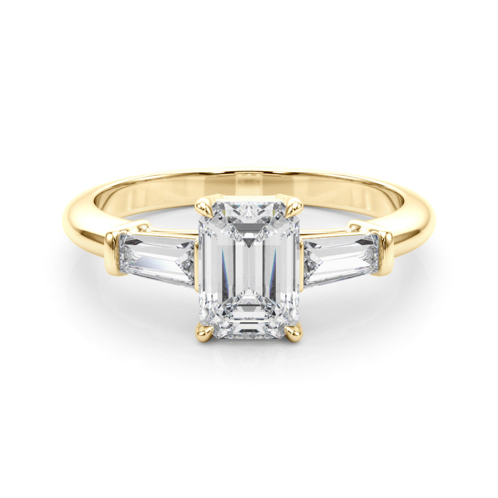 Tapered Baguette 3-Stone Emerald Cut Engagement Ring