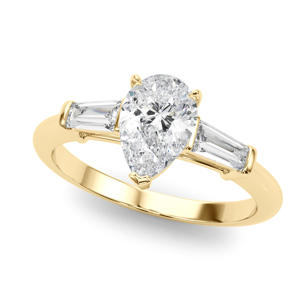 3-Stone Pear & Baguette Engagement Ring