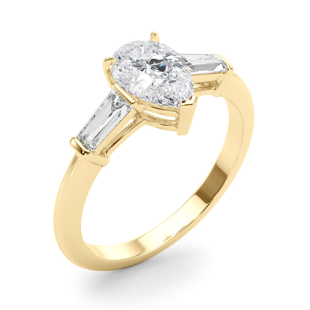 3-Stone Pear & Baguette Engagement Ring