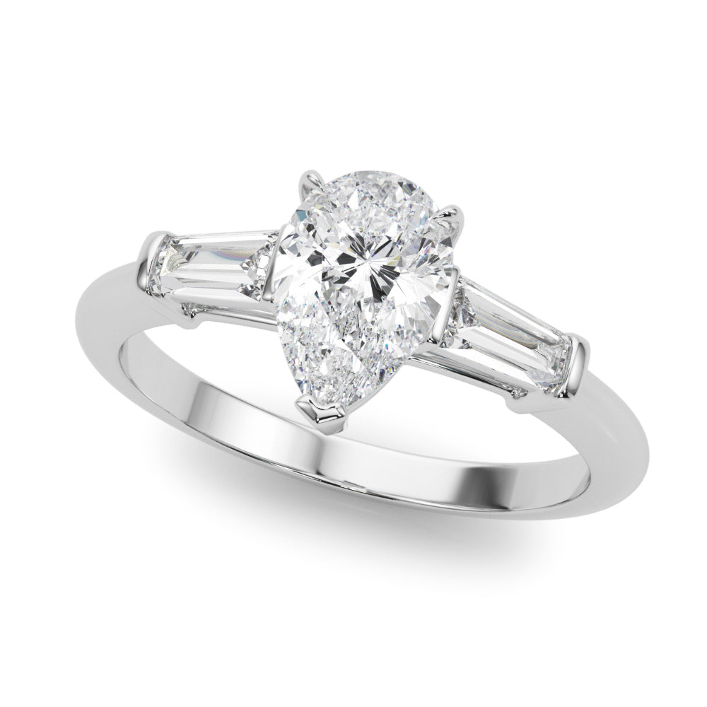3-Stone Pear & Baguette Engagement Ring