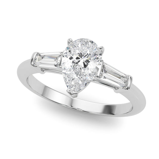 3-Stone Pear & Baguette Engagement Ring
