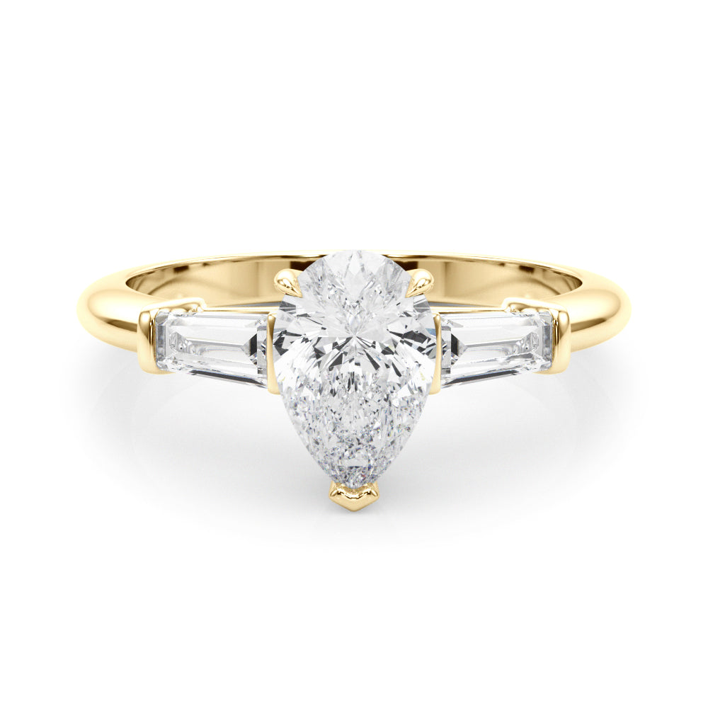 3-Stone Pear & Baguette Engagement Ring