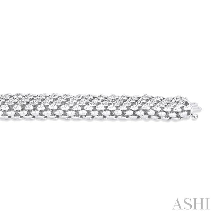 1/4 Ctw Bold Weave Hollow Cylindrical Design Round Cut Diamond Fashion Bracelet in Sterling Silver