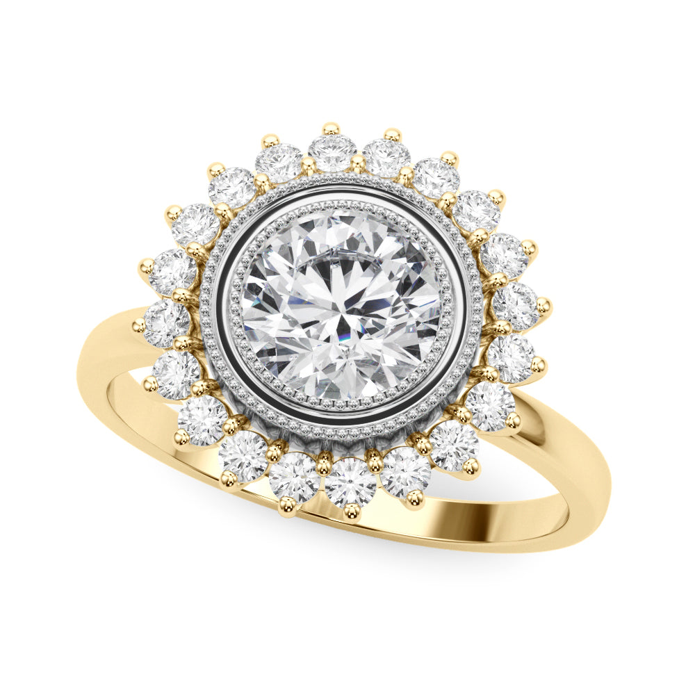 Vintage Halo Bezel Set Engagement Ring