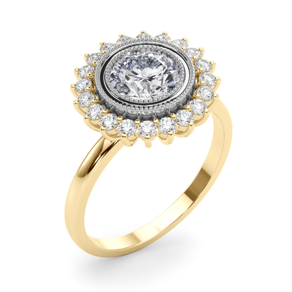 Vintage Halo Bezel Set Engagement Ring