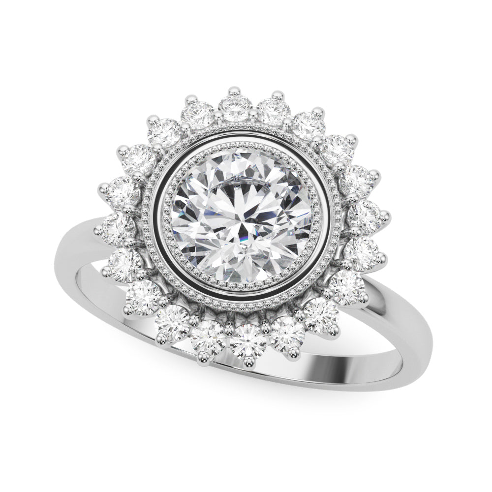 Vintage Halo Bezel Set Engagement Ring
