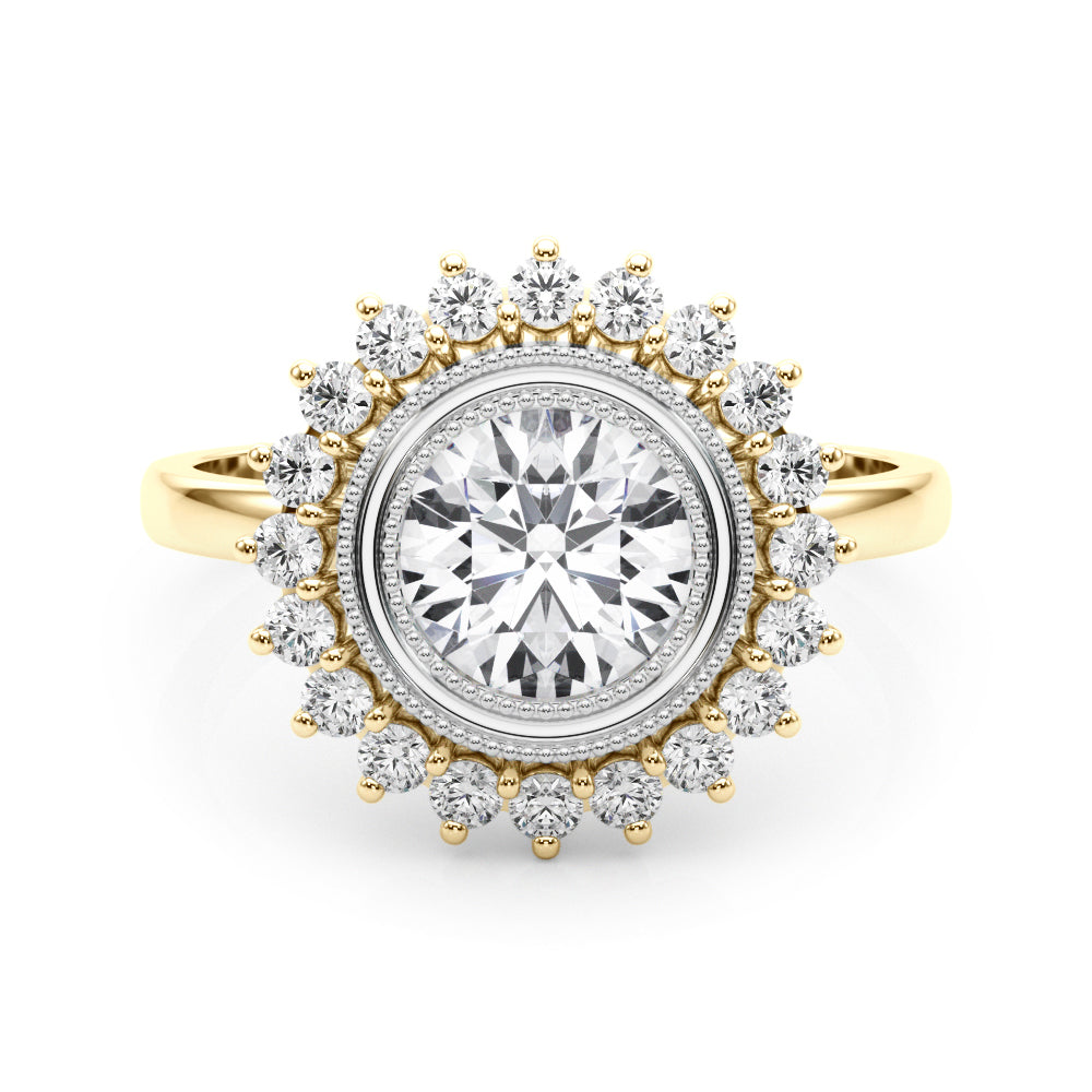 Vintage Halo Bezel Set Engagement Ring