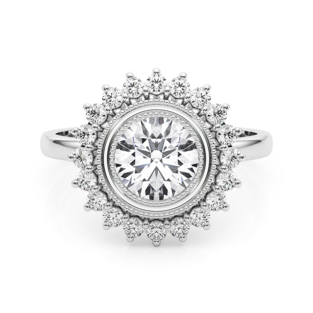 Vintage Halo Bezel Set Engagement Ring