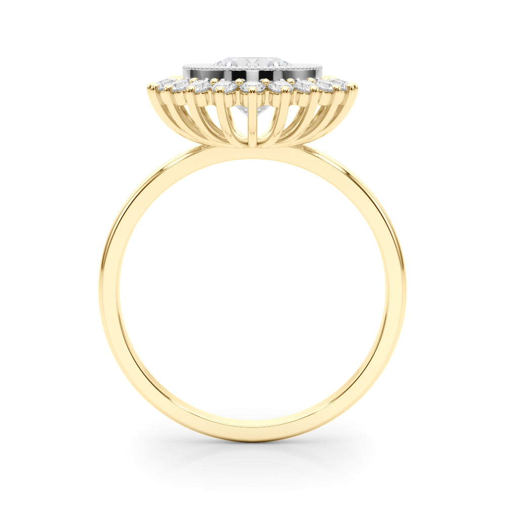 Vintage Halo Bezel Set Engagement Ring