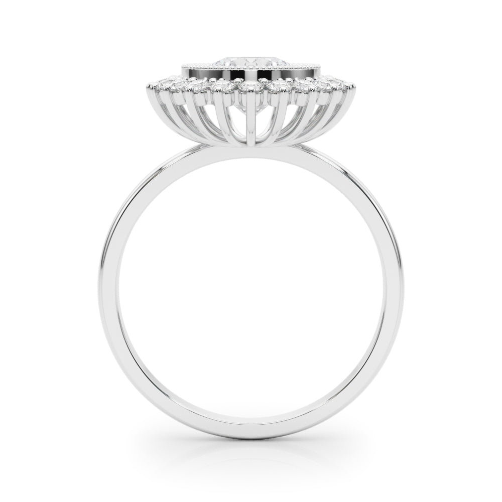Vintage Halo Bezel Set Engagement Ring