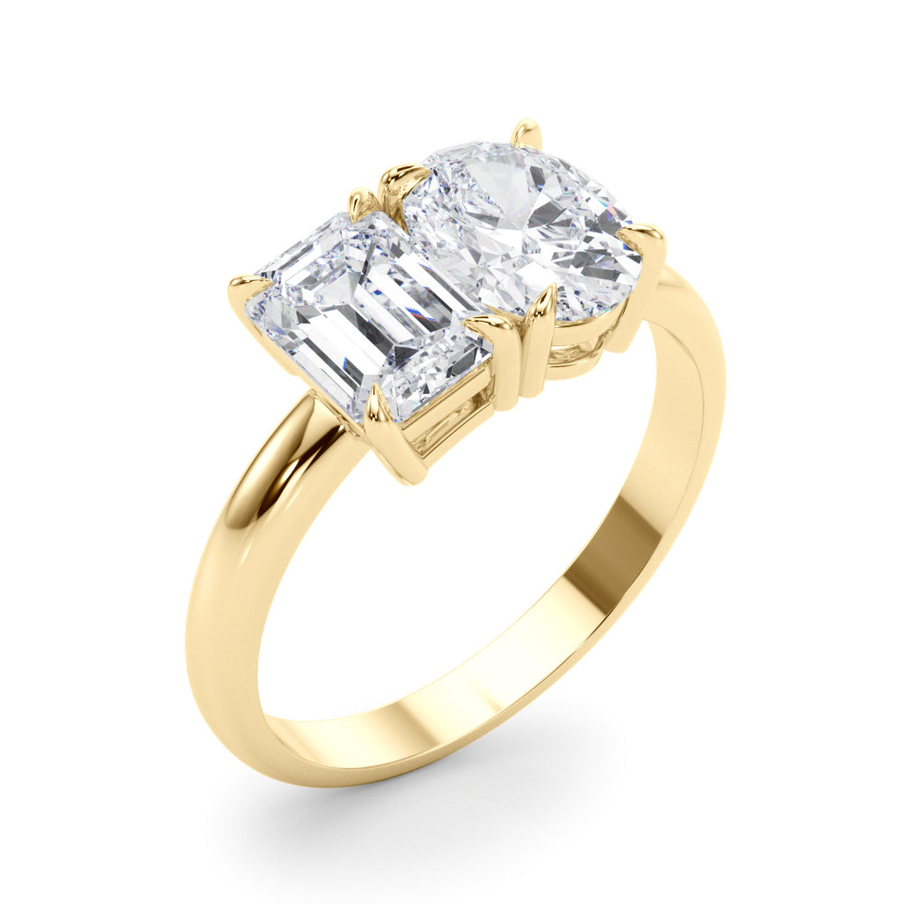 2-Stone Oval & Emerald Engagement Ring
