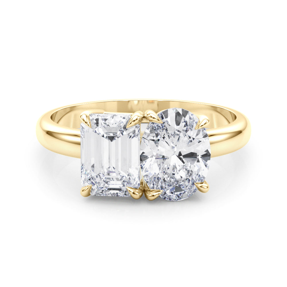 2-Stone Oval & Emerald Engagement Ring