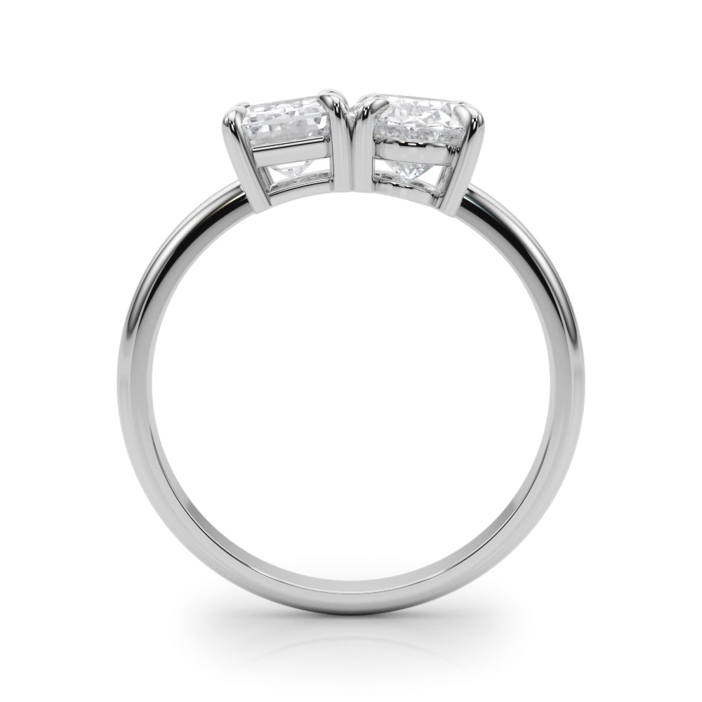 2-Stone Oval & Emerald Engagement Ring
