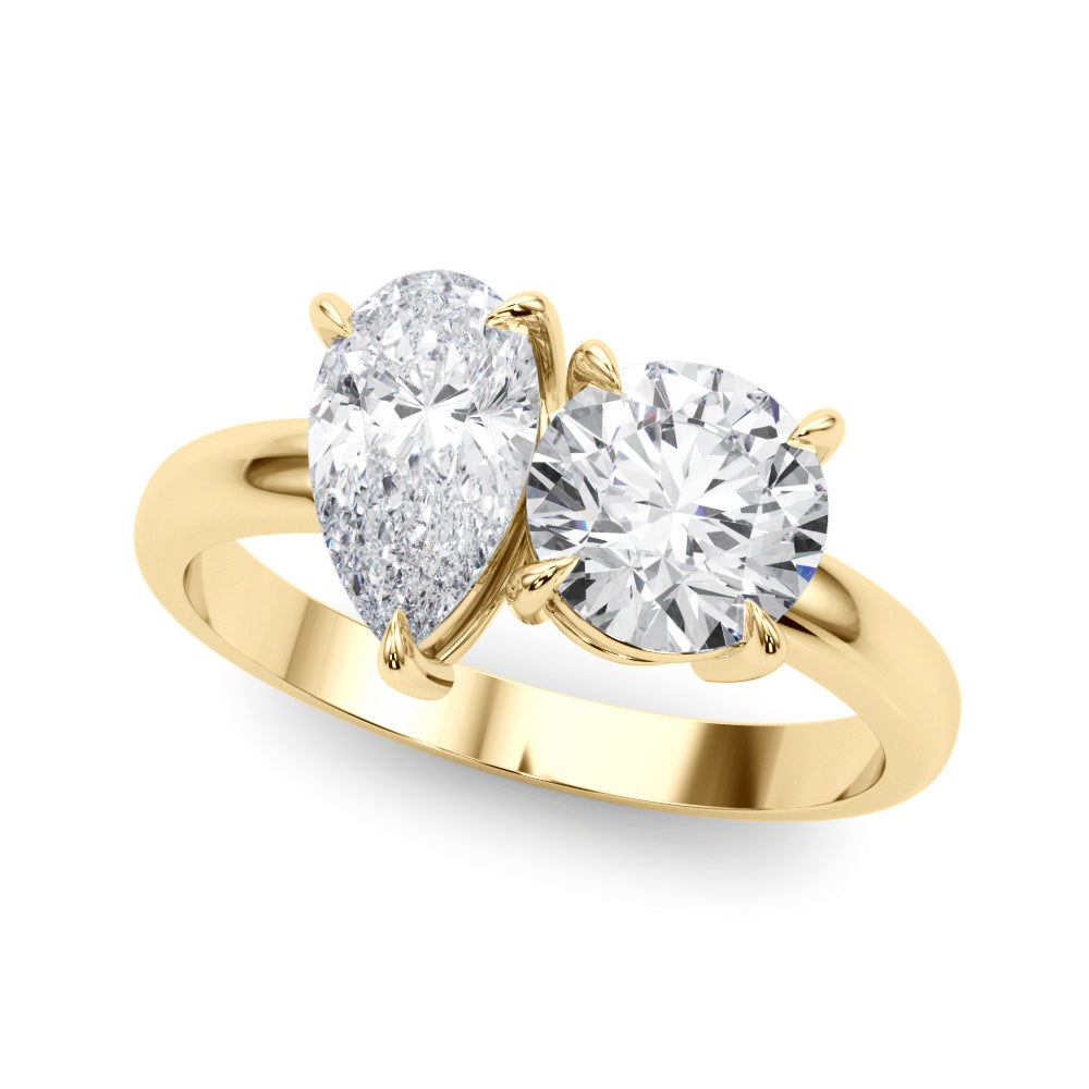 2-Stone Round & Pear Engagement Ring