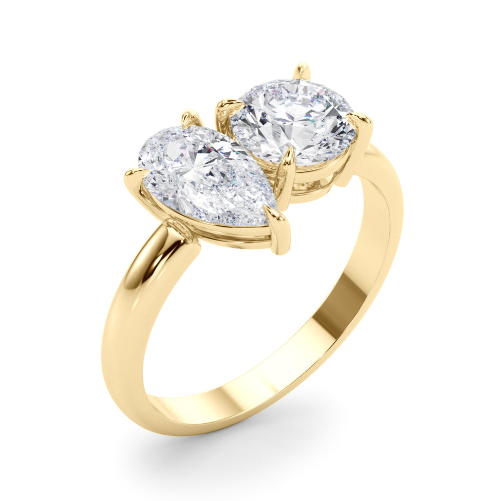 2-Stone Round & Pear Engagement Ring