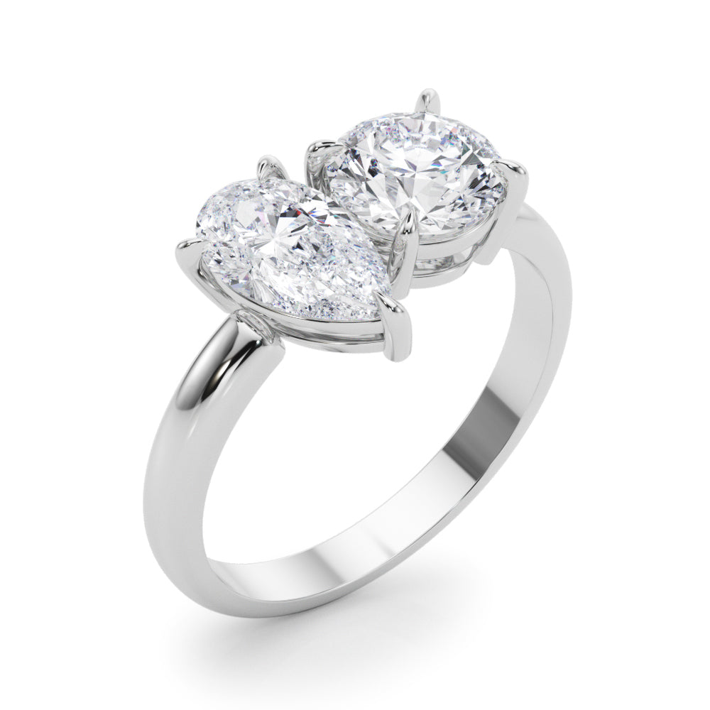 2-Stone Round & Pear Engagement Ring