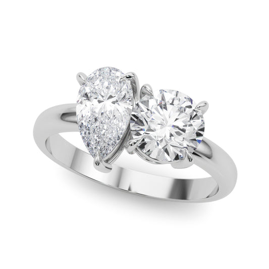 2-Stone Round & Pear Engagement Ring